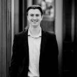 Evan Hine bw headshot